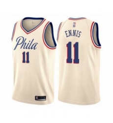 Men's Philadelphia 76ers #11 James Ennis Authentic Cream Basketball Jersey - City Edition