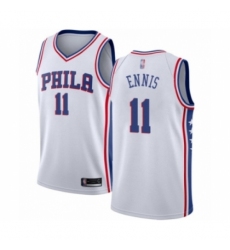 Men's Philadelphia 76ers #11 James Ennis Authentic White Basketball Jersey - Association Edition