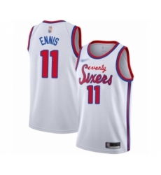 Men's Philadelphia 76ers #11 James Ennis Authentic White Hardwood Classics Basketball Jersey