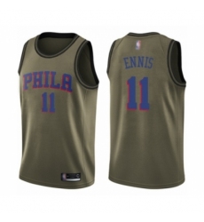 Men's Philadelphia 76ers #11 James Ennis Swingman Green Salute to Service Basketball Jersey