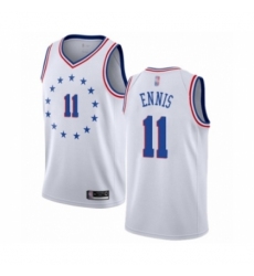 Women's Philadelphia 76ers #11 James Ennis White Swingman Jersey - Earned Edition