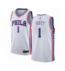 Men's Philadelphia 76ers #1 Mike Scott Authentic White Basketball Jersey - Association Edition