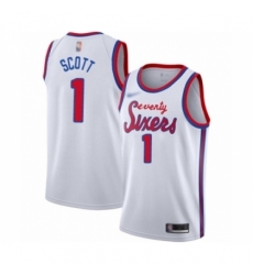 Men's Philadelphia 76ers #1 Mike Scott Authentic White Hardwood Classics Basketball Jersey