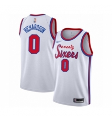 Men's Philadelphia 76ers #0 Josh Richardson Authentic White Hardwood Classics Basketball Jersey