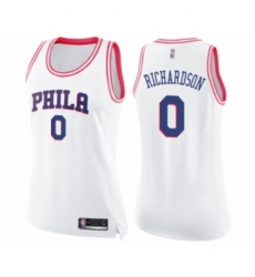 Women's Philadelphia 76ers #0 Josh Richardson Swingman White Pink Fashion Basketball Jersey