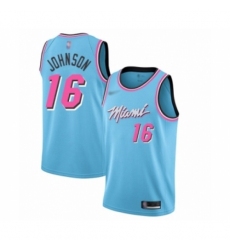 Youth Miami Heat #16 James Johnson Swingman Blue Basketball Jersey - 2019 20 City Edition