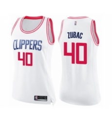 Women's Los Angeles Clippers #40 Ivica Zubac Swingman White Pink Fashion Basketball Jersey