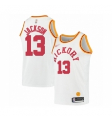 Men's Indiana Pacers #13 Mark Jackson Authentic White Hardwood Classics Basketball Jersey