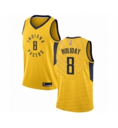 Men's Indiana Pacers #8 Justin Holiday Authentic Gold Basketball Jersey Statement Edition