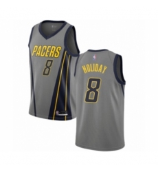 Men's Indiana Pacers #8 Justin Holiday Authentic Gray Basketball Jersey - City Edition