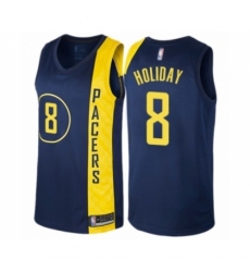 Men's Indiana Pacers #8 Justin Holiday Authentic Navy Blue Basketball Jersey - City Edition