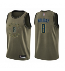 Men's Indiana Pacers #8 Justin Holiday Swingman Green Salute to Service Basketball Jersey