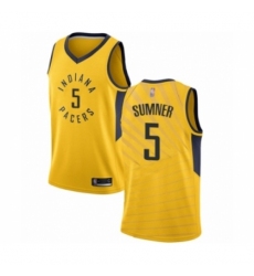 Men's Indiana Pacers #5 Edmond Sumner Authentic Gold Basketball Jersey Statement Edition