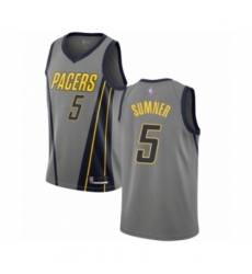 Men's Indiana Pacers #5 Edmond Sumner Authentic Gray Basketball Jersey - City Edition