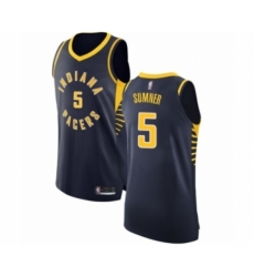 Men's Indiana Pacers #5 Edmond Sumner Authentic Navy Blue Basketball Jersey - Icon Edition