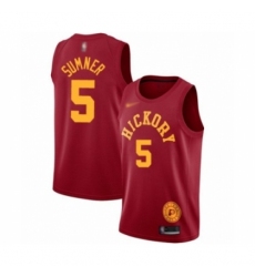 Men's Indiana Pacers #5 Edmond Sumner Authentic Red Hardwood Classics Basketball Jersey