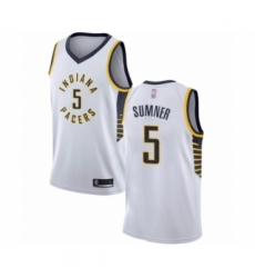 Men's Indiana Pacers #5 Edmond Sumner Authentic White Basketball Jersey - Association Edition