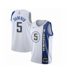 Men's Indiana Pacers #5 Edmond Sumner Swingman White Basketball Jersey - 2019 20 City Edition