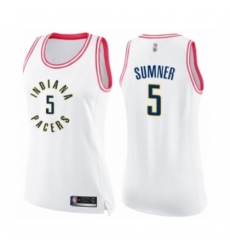 Women's Indiana Pacers #5 Edmond Sumner Swingman White Pink Fashion Basketball Jersey