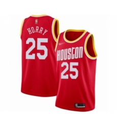 Men's Houston Rockets #25 Robert Horry Authentic Red Hardwood Classics Finished Basketball Jersey