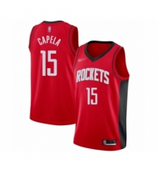 Men's Houston Rockets #15 Clint Capela Authentic Red Finished Basketball Jersey - Icon Edition