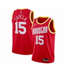 Men's Houston Rockets #15 Clint Capela Authentic Red Hardwood Classics Finished Basketball Jersey