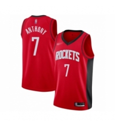 Men's Houston Rockets #7 Carmelo Anthony Authentic Red Finished Basketball Jersey - Icon Edition