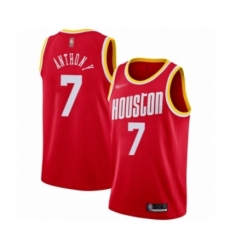 Men's Houston Rockets #7 Carmelo Anthony Authentic Red Hardwood Classics Finished Basketball Jersey