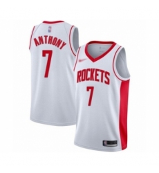 Men's Houston Rockets #7 Carmelo Anthony Authentic White Finished Basketball Jersey - Association Edition