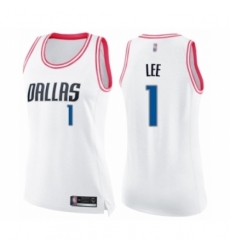 Women's Dallas Mavericks #1 Courtney Lee Swingman White Pink Fashion Basketball Jersey