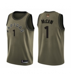 Men's Toronto Raptors #1 Patrick McCaw Swingman Green Salute to Service 2019 Basketball Finals Bound Jersey