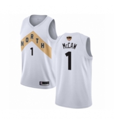 Women's Toronto Raptors #1 Patrick McCaw Swingman White 2019 Basketball Finals Bound Jersey - City Edition