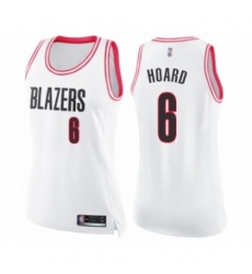 Women's Portland Trail Blazers #6 Jaylen Hoard Swingman White Pink Fashion Basketball Jersey