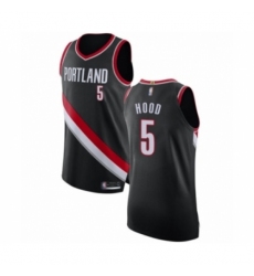 Men's Portland Trail Blazers #5 Rodney Hood Authentic Black Basketball Jersey - Icon Edition