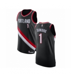 Men's Portland Trail Blazers #1 Anfernee Simons Authentic Black Basketball Jersey - Icon Edition