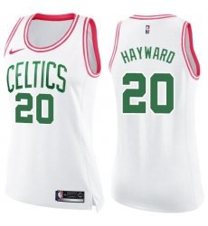 Women's Nike Boston Celtics #20 Gordon Hayward White-Pink NBA Swingman Fashion Jersey