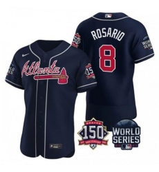 Atlanta Braves #8 Eddie Rosario Navy Nike 150th Anniversary 2021 World Series MLB Jersey