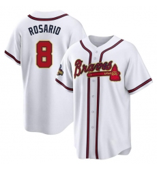 Atlanta Braves #8 Eddie Rosario White 2022 Gold Program MLB Jersey