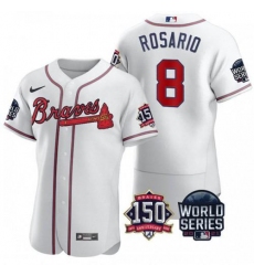 Atlanta Braves #8 Eddie Rosario White Nike 150th Anniversary 2021 World Series MLB Jersey