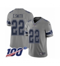 Men's Dallas Cowboys #22 Emmitt Smith Limited Gray Inverted Legend 100th Season Football Jersey