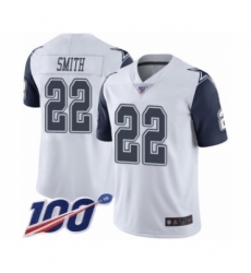 Men's Dallas Cowboys #22 Emmitt Smith Limited White Rush Vapor Untouchable 100th Season Football Jersey