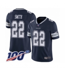 Men's Dallas Cowboys #22 Emmitt Smith Navy Blue Team Color Vapor Untouchable Limited Player 100th Season Football Jersey