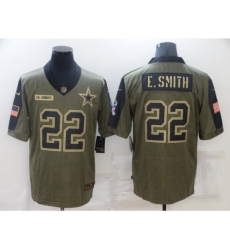 Men's Dallas Cowboys #22 Emmitt Smith Nike Olive 2021 Salute To Service Limited Player Jersey