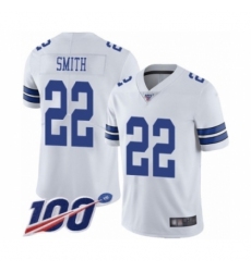 Men's Dallas Cowboys #22 Emmitt Smith White Vapor Untouchable Limited Player 100th Season Football Jersey