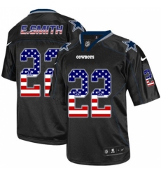 Men's Nike Dallas Cowboys #22 Emmitt Smith Elite Black USA Flag Fashion NFL Jersey