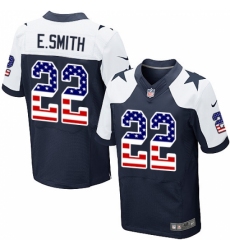 Men's Nike Dallas Cowboys #22 Emmitt Smith Elite Navy Blue Alternate USA Flag Fashion NFL Jersey