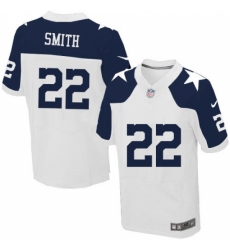 Men's Nike Dallas Cowboys #22 Emmitt Smith Elite White Throwback Alternate NFL Jersey