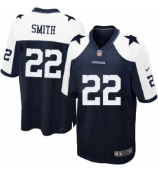 Men's Nike Dallas Cowboys #22 Emmitt Smith Game Navy Blue Throwback Alternate NFL Jersey