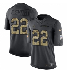 Men's Nike Dallas Cowboys #22 Emmitt Smith Limited Black 2016 Salute to Service NFL Jersey