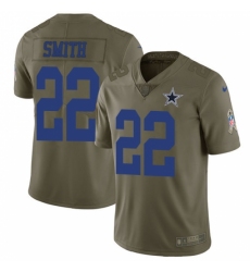 Men's Nike Dallas Cowboys #22 Emmitt Smith Limited Olive 2017 Salute to Service NFL Jersey